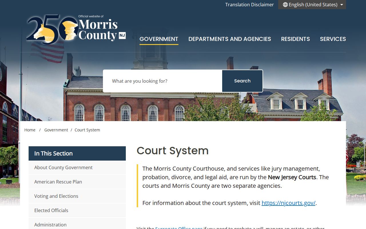 Morris County residents directory source for county court records