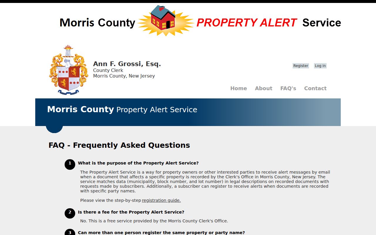 Morris County neighbors Property Alert matching and limitation questions