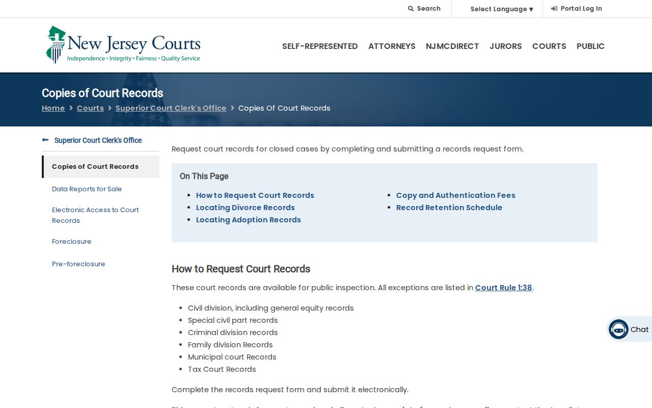 Morris County resident lookup guidance for New Jersey court record copies