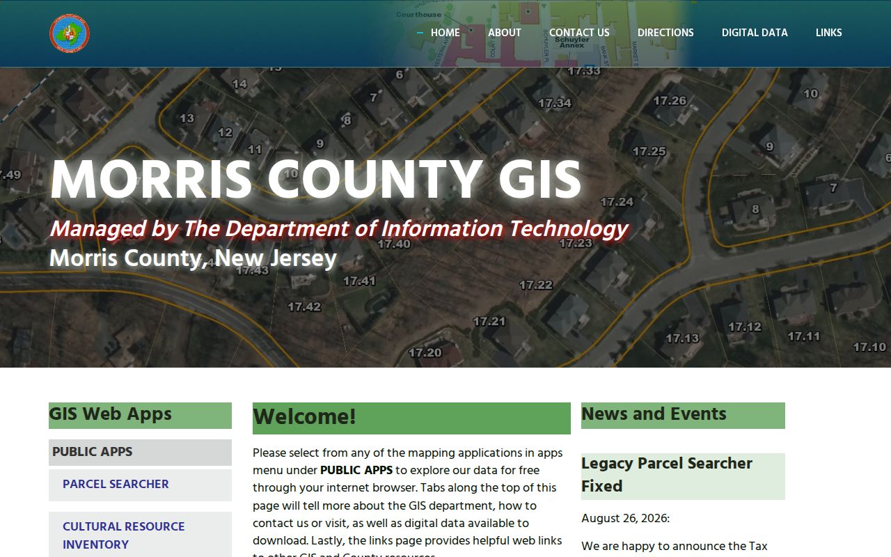 Morris County street records GIS parcel and tax map tools
