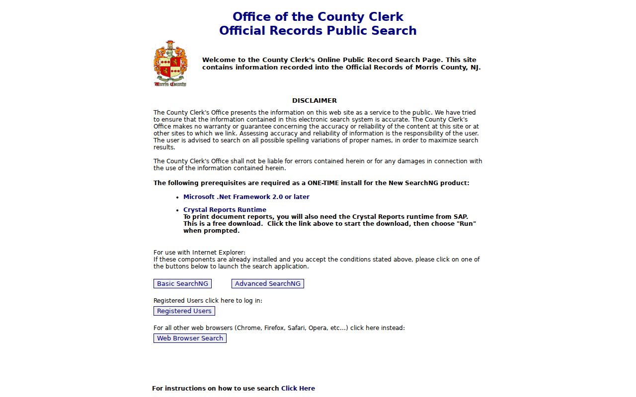 Morris County street records County Clerk property search