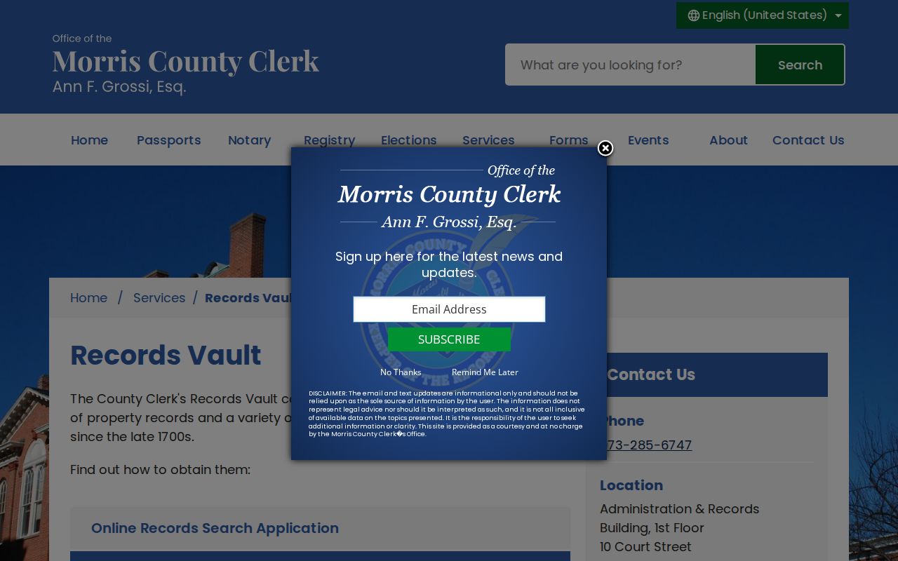Morris County street records Records Vault for older deeds and maps