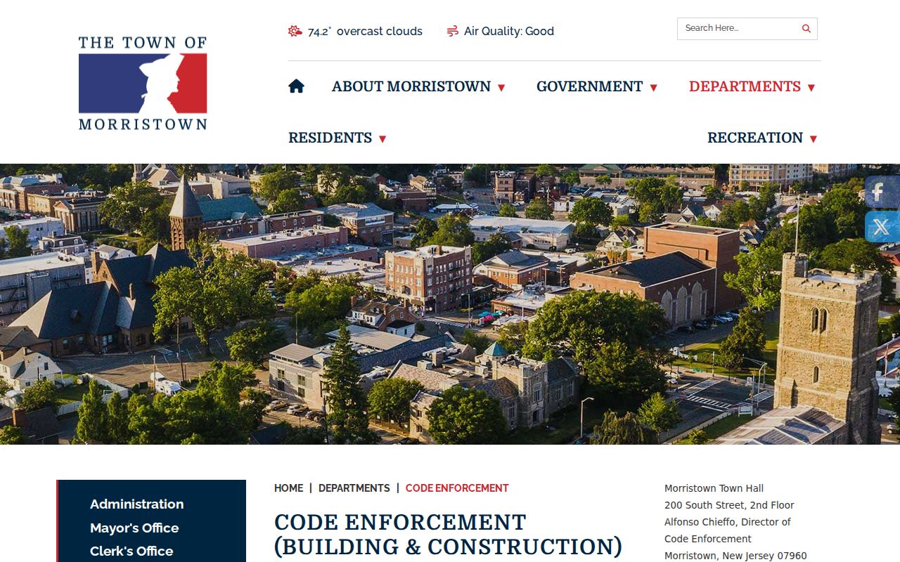 Morris County street records Morristown code enforcement resources