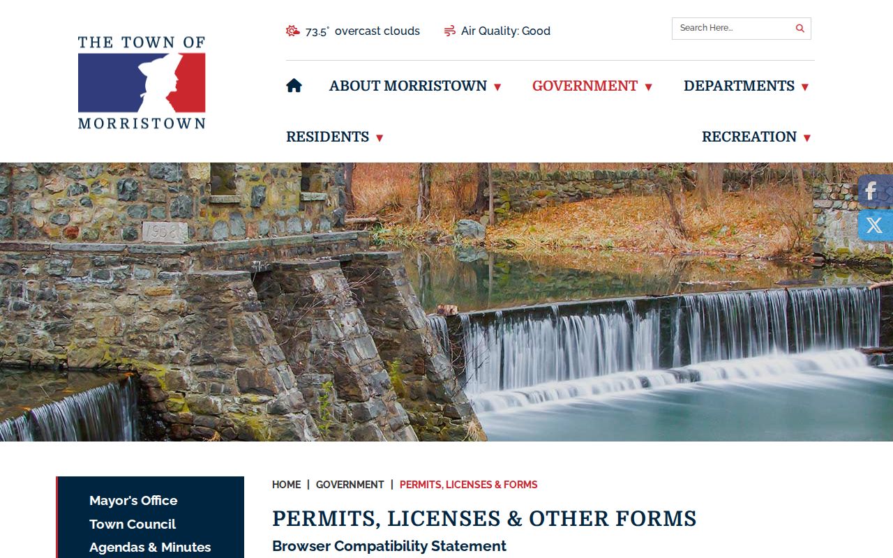 Morris County street records Morristown permit and records forms