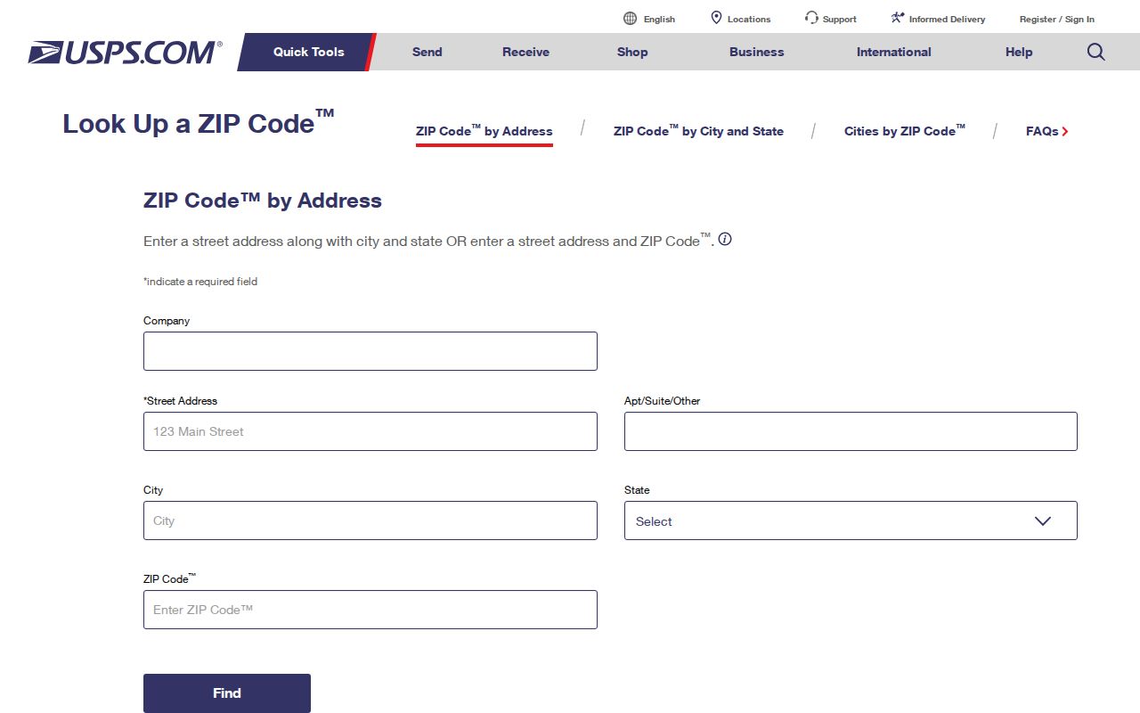 Morris County ZIP code USPS address-to-ZIP lookup screen